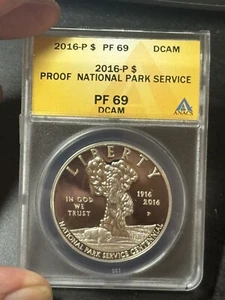 Dólar de plata conmemorativo 2016 P $1 del Servicio de Parques Nacionales ANACS PF69 (Slab2709 - Imagen 1 de 2