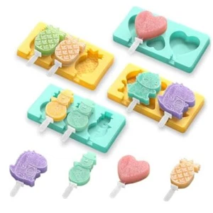 Popsicles Molds,Small Silicone Popsicle Dinosaur + Love + Snowman + Pineapple - Picture 1 of 7