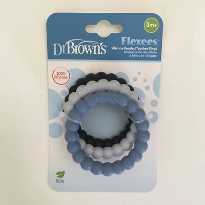 NEW 3 Silicone Beaded Teether Rings Flexees Ages 3M+ | Dr Brown’s - Image 1 of 4