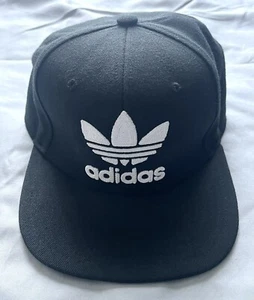 Adidas Originals Trefoil Chain Snapback Flatbill Hat / Cap Black / White - Picture 1 of 8