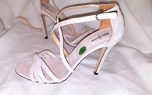 LIGHT PINK SUEDE SANDALS REBECA SANVER HIGH HEELS SIZE UK6.5 EU40 SHOES FORMAL - Picture 1 of 7