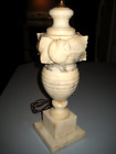 Antique - Vintage 20th C. Carved Rose Alabaster / Marble Table Lamp Italy Stone