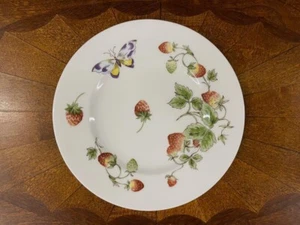 FINE China Vintage COALPORT England STRAWBERRY & BUTTERFLY 8" Luncheon Plate - Picture 1 of 8