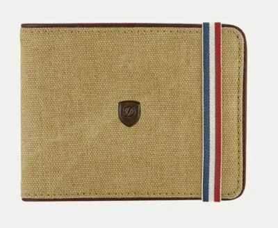 S.T. Carteira de couro Dupont bege e conhaque, 6 cartões de crédito, 190300, nova na caixa - Imagem 1 de 4