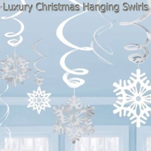 Hanging Swirls Christmas Decorations Home Decor Accessories Xmas Foil Snowflake - Picture 1 of 1