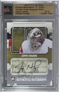 2012 ITG Ultimate Memorabilia 12th Edition Goalie Silver /19 Jimmy Howard Auto