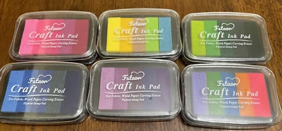 Craft Rainbow Ink Pads Washable Finger Ink Pad Set of 6 Multicolor Gradient - Image 1 of 4