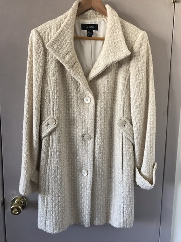 OFF WHITE Giacca cappotto lana bianco panna donna Alfani u aglia ta U