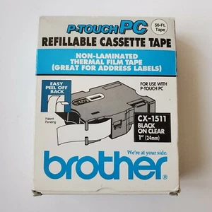 P-Touch PC Refillable Cassette Tape CX-1511 Black On Clear 1" SEALED NIB - Picture 1 of 4