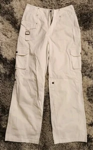 Vintage Y2K Cargo Jeans Newport News Size 6 White Pants - Picture 1 of 9