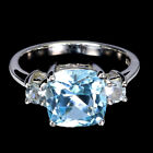 Heated Cushion Sky Blue Topaz 9mm Gemstone 925 Sterling Silver Jewelry Ring Sz 7