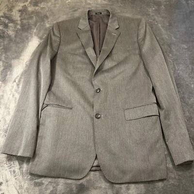 JF J.Ferrar Blazer Jacket Mens 40 L Gray Sport Coat Preppy Polyester Viscose - Image 1 of 4