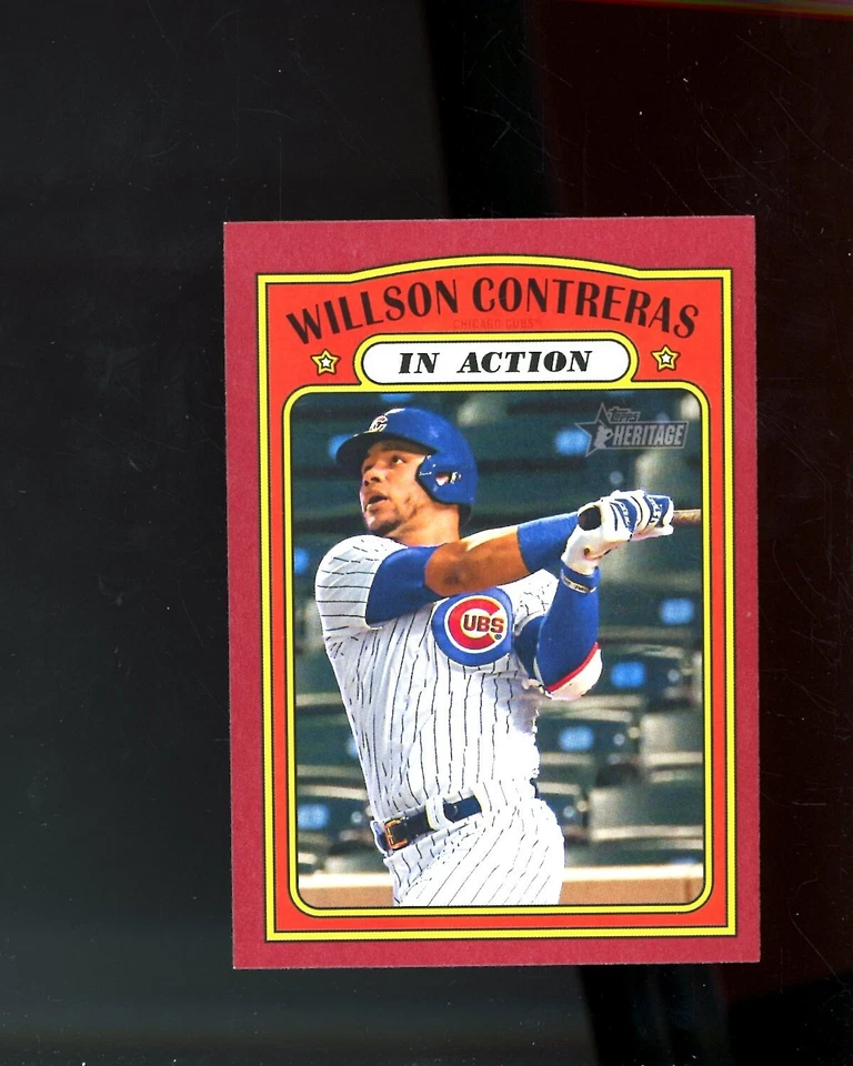2021 Topps Heritage Red #42 Willson Contreras In Action - Image 1 of 1