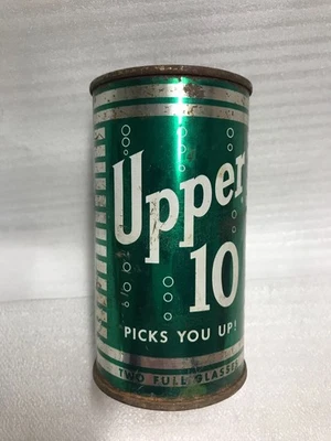 De colección 1960 Upper 10 refrescos, lata de metal Pop, con tapa de cerveza de raíz, Big Delta Alaska Foto 1 de 4