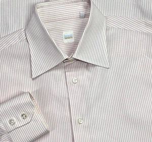 Camiceria Rossi Mens Dress Shirt 16.5-42 Pink Bengal Stripe Cotton Italy Made - Picture 1 of 18