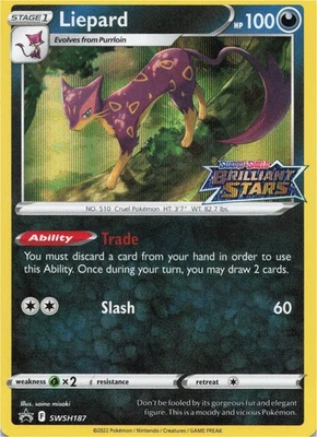 Pokemon - Liepard #SWSH187 - SWSH: Sword & Shield Promo Cards Holo - Image 1 of 2