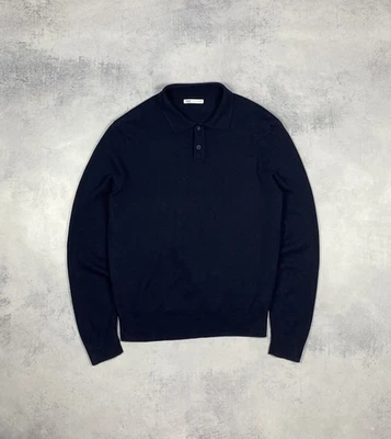Zara Sweater Polo Mens Medium Dark Blue Long Sleeve Wool Jumper Old Money - Image 1 of 4
