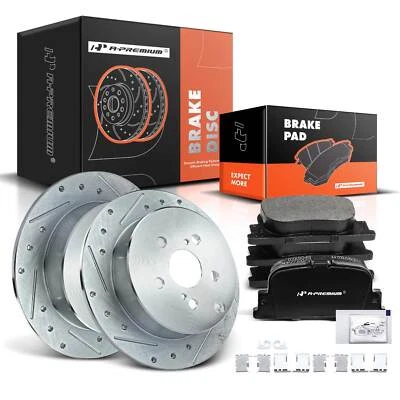 Rear Drilled & Slotted Rotors Brake Pads for Scion TC 2005 2006 2007 2008-2010 - Image 1 of 4