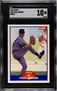 1989 Score #595 Paul Gibson SGC 10 GEM MINT Adjusting Cup Infamous Error - Picture 1 of 2