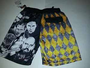 World Wrestling Black White Yellow Gray WWE Superstars Swim Trunks Size XS 4-5 - Picture 1 of 1