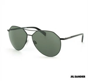 Jil Sander Sunglasses JS131S Aviator Pilot Black Metal Frame Green Lenses - Picture 1 of 9