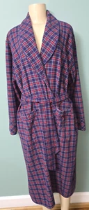 Mens Lee Valley Ireland Red / Blue Tartan Plaid Robe w/Tie Pockets Size XL - Picture 1 of 5