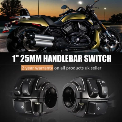 Motorcycle 1" 25mm Handlebar Turn Signal Control Switch For Dyna Sportster V-ROD - Image 1 of 4