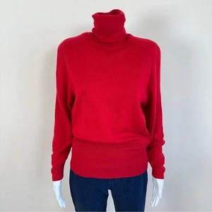 Vintage Miss V Valentino 100% Wool Red Knit Turtleneck Sweater Size 6 Italy - Picture 1 of 12