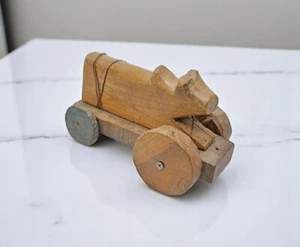 Antique Wooden Holy Cow Nandi Figurine Original Old Hand Carved - Picture 1 of 7