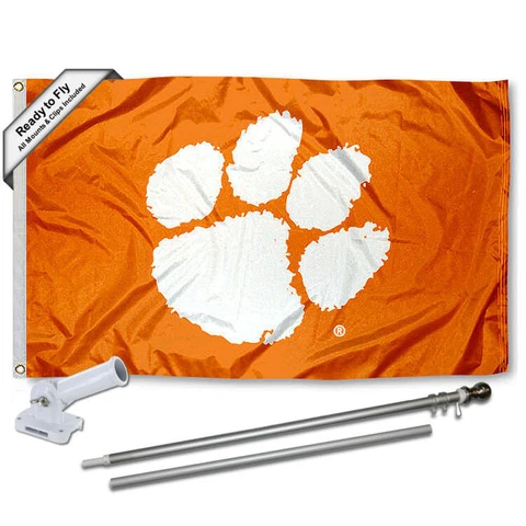 Clemson Tigers Orange Flag Pole and Bracket Gift Package Cover