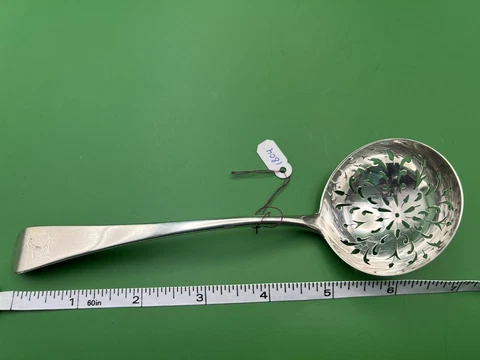RICHARD CROSSLEY GEORGIAN ENGLISH STERLING SILVER STRAINER SPOON, C 1804 Cover