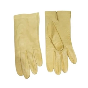 Vintage 70's Banana Yellow Lamb Leather Gloves Size Small - Picture 1 of 3