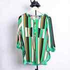 Anthropologie Olive Hill Blouse Green Striped Size Medium