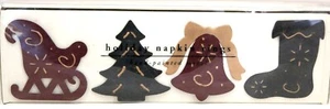 Pier One Metal Holiday Napkin Rings - Sleigh, Tree, Bell, Stocking - Picture 1 of 1
