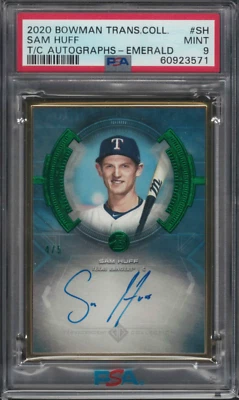 2020 Bowman Transcendent Collection Sam Huff Auto Emerald #SH 4/5 PSA 9 Pop 1 - Image 1 of 3