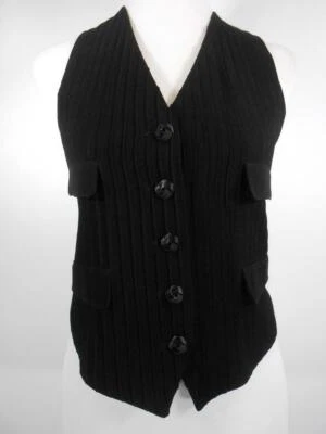 Beautiful Women's Small Zelda Black Pleated Sleeveless Button Lined Vest - Image 1 of 4
