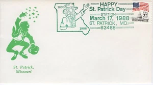 ST PATRICK - ST PARTICK DAY, ST PATRICK, MO, 1988 FDC9628 - Picture 1 of 1