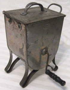 Antique 1890s FRIES Tinware Table Top Wooden Hand Crank Kitchen Mixer Creamer - Picture 1 of 11