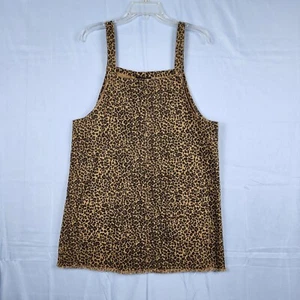 90s Y2K style Mittoshop Animal Leopard Print Jumper Overall Dress Pockets Sz M - Picture 1 of 11