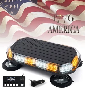 42 LED Rooftop Strobe Beacon Light US Flag Bar Warning Emergency Hazard Flashing - Picture 1 of 7