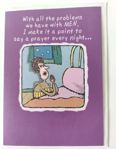 Biglietto di auguri donna divertente con busta - Preghiera sul letto - Foto 1 di 3
