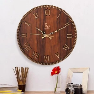 Antico orologio da parete in legno rotondo orologio vintage decorazione casa ... - Foto 1 di 8