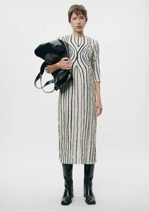 ZARA WOMAN LIMITED EDITION COLLECTION PRINTED WRINKLED FABRIC DRESS XS - Picture 1 of 13