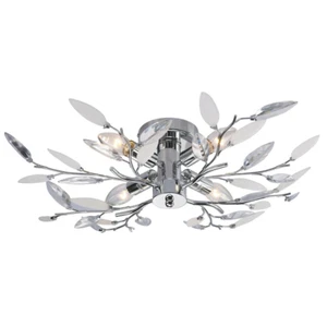 Modern Birch Semi Flush Ceiling Light with Clear & White Leaves by Happy Home... - Picture 1 of 3