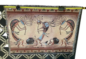 KOKOPELLI POT DANCE BLANKET PURE COUNTRY WEAVERS MADE BY AMERICA L. 76X H. 53" - Picture 1 of 24