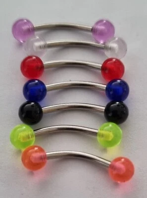 BOLA ACRÍLICA 316L BARRA DE CEJAS ACERO QUIRÚRGICO 4MM BOLA VARIOS COLORES 1.4G 1.6MM Foto 1 de 2