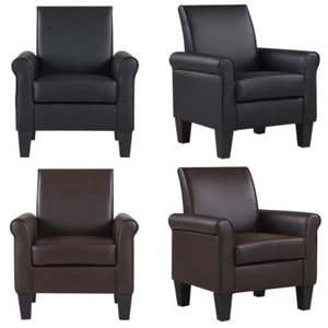 Living Room Modern Faux Leather Accent Single Sofa Armchair with Upholstered Arm - Picture 1 of 10