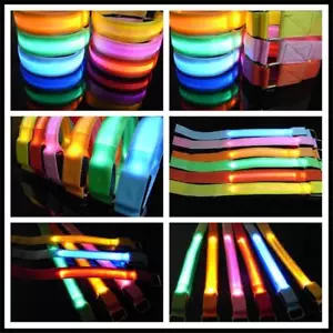REFLECTIVE GLOW ARMBAND ANKLE BATTERY LED Light running cycling night arm Safety - Picture 1 of 19