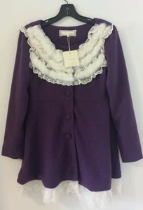 AREVE RYU LACE FAUX FUR TRIM PURPLE JACKET DRESS: Sz M, MSRP $139, NWT - Picture 1 of 12