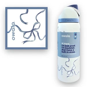 Owala UO Exclusive FreeSip 32 oz Bow Water Bottle Blue Coquette Ribbons New Gift - Picture 1 of 16